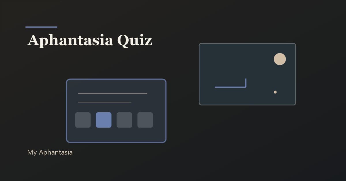 Aphantasia quiz screen showing a blank-to-vivid mind's eye spectrum for testing visual imagination.